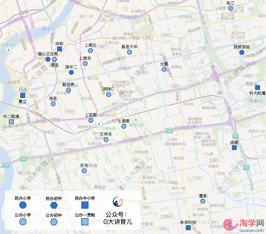 上海各区域头部小学初中全地图