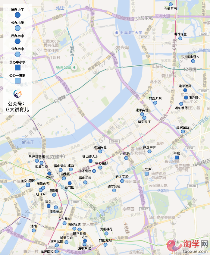 上海各区域头部小学初中全地图